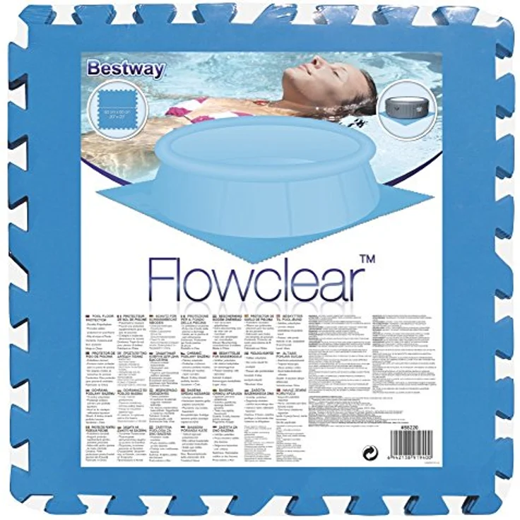 Bestway Flowclear Pool-Bodenschutzfliesen-Set, 8 Stück á 50 x 50 cm, blau – Bild 4