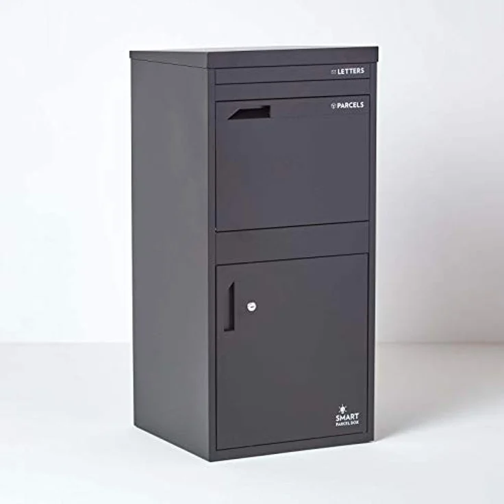 Smart Parcel Box XL Schwarz 49x45x103 cm, Paketbriefkasten zur Wand- oder Bodenmontage, für Zuhause & Unternehmen, mit Entnahme vorne & hinten – Bild 2