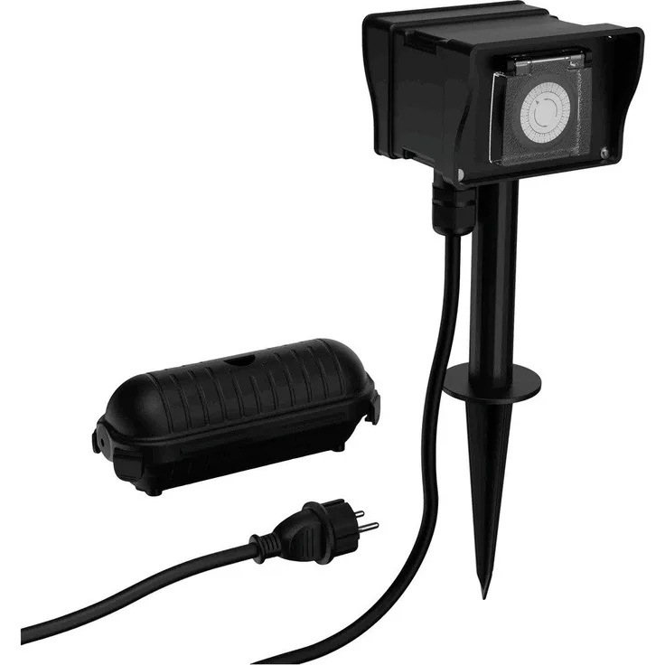ANSMANN AG Zeitschaltuhr Ansmann 1260-0012 analog Tagesprogramm 3680 W IP44, mechanische Timer-Steckdose, wetterfest