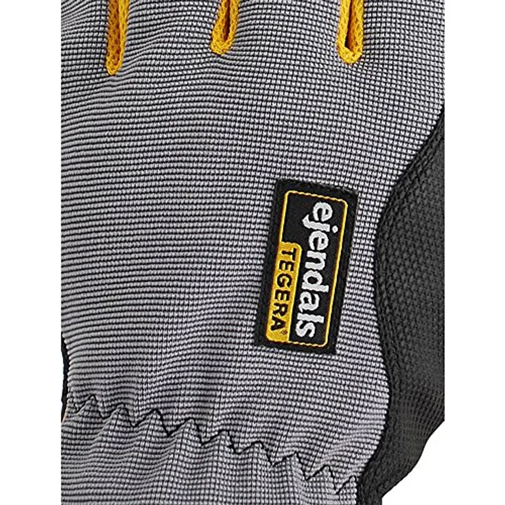 Ejendals Tegera 9124, Schutzhandschuh aus Synthetikleder, Größe 9, grau/schwarz/gelb, ungefüttert – Bild 2