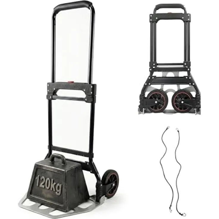 relaxdays Klappbare Sackkarre bis 120 kg, mit Teleskopgriff und Antirutschfläche, schwarz