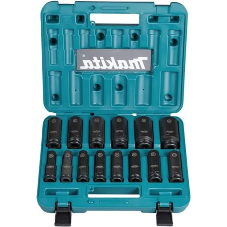 Makita Bit- und Steckschlüsselset E-16586, 14-teilig im Koffer, Impact Black, Außenvierkantaufnahme 1/2" – Bild 2