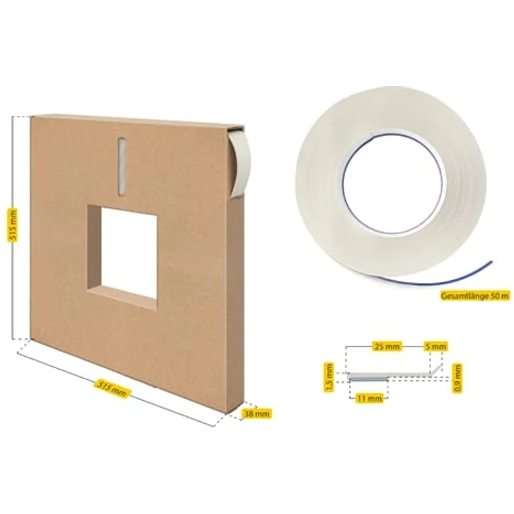 SCHELLENBERG PVC-Flachleiste, selbstklebend, 50 m, 3-5 cm Breite, Verblendung von Fugen und Übergängen in Weiß – Bild 6