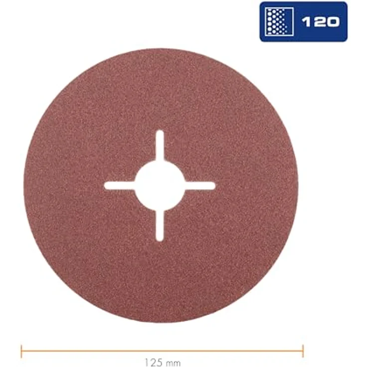 RHODIUS KFS Fiberscheibe, 125 mm, K120, Set mit 25 Stück, optimiert für Winkelschleifer, hohe Zerspanungsleistung und Lebensdauer – Bild 4