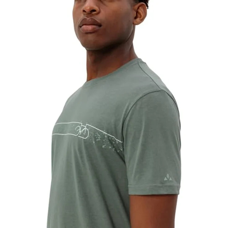 Vaude Cyclist T-Shirt V, Herren Shirt aus 70% Baumwolle, atmungsaktiv, schnell trocknend, Grün, (XL) – Bild 6
