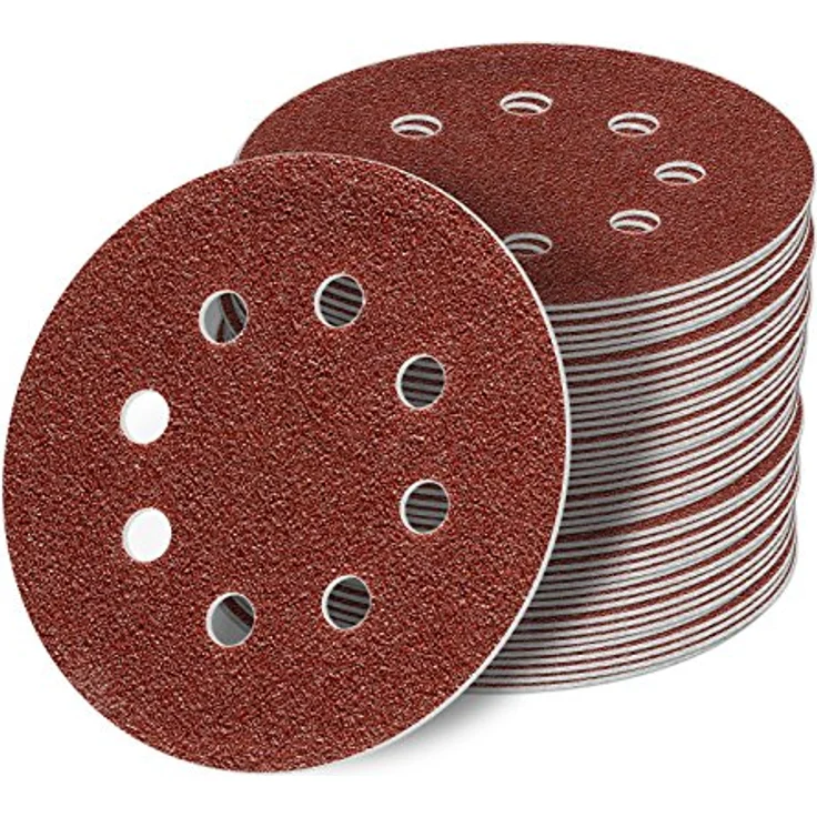 StickandShine 125 mm Exzenter Schleifscheiben P120, 50 Stück, 8 Loch, rot, Haft Klett Schleifpapier für Nass- und Trockenanwendung – Bild 1