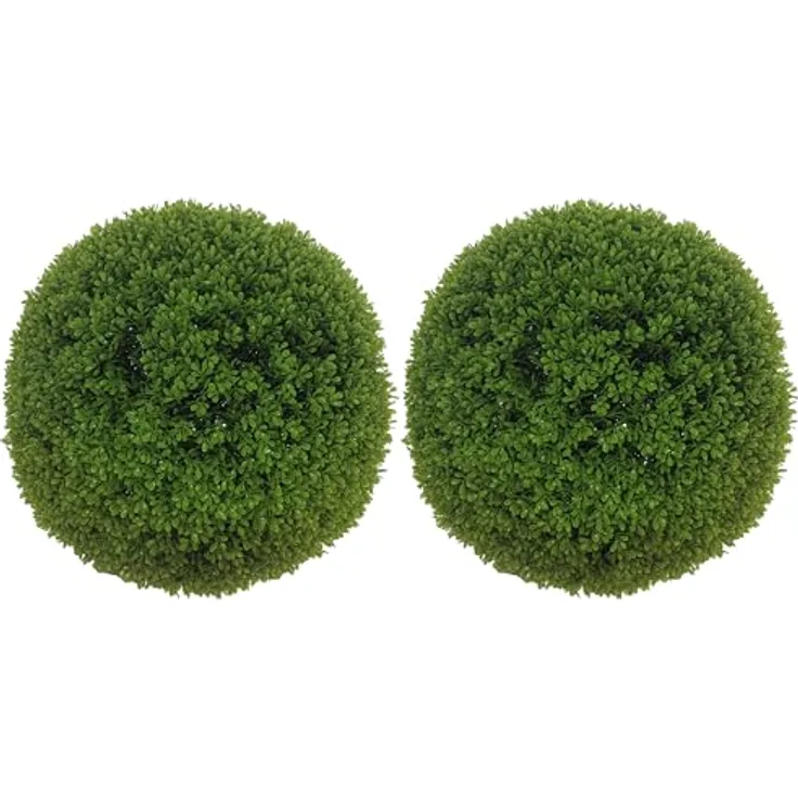 HOMCOM 2er Set künstliche Buchsbaumkugel 40 cm, hochwertige Kunstpflanze für Innen- und Außenbereich, pflegeleicht und realistisch