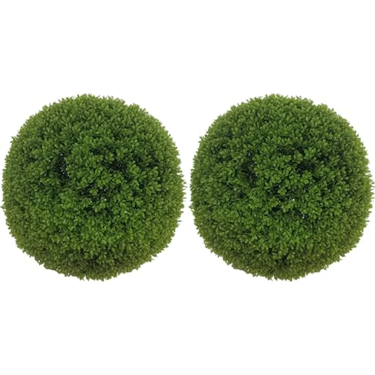 HOMCOM 2er Set künstliche Buchsbaumkugel 40 cm, hochwertige Kunstpflanze für Innen- und Außenbereich, pflegeleicht und realistisch – Bild 1