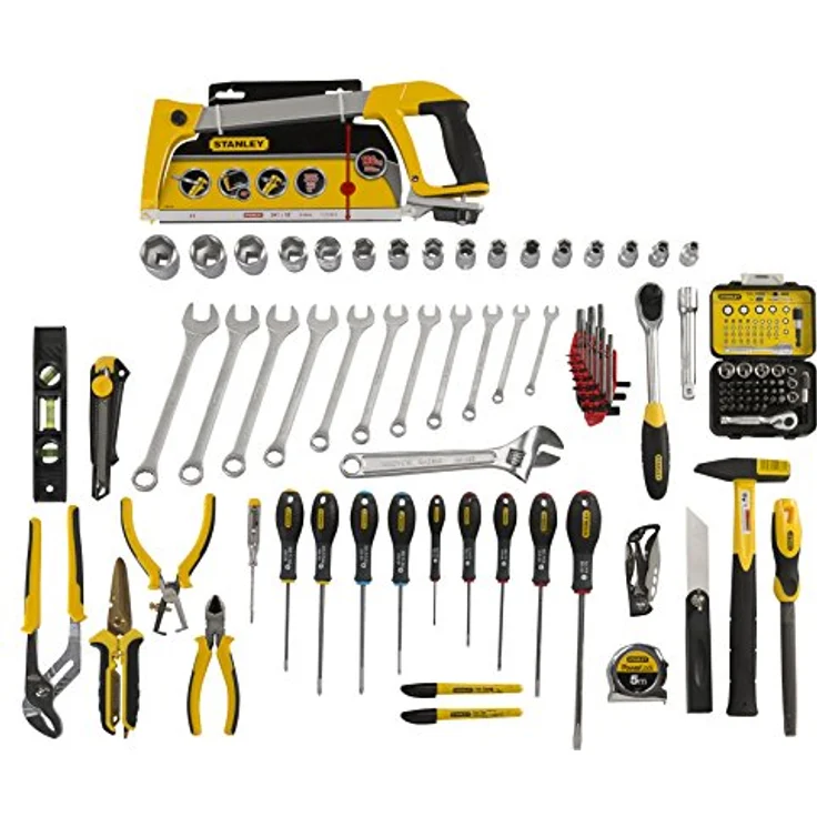 Stanley FatMax Werkzeugkoffer bestückt (54 x 40,5 x 25,5 cm, formstabiler Trolley mit Werkzeugset, Teleskophandgriff, fiberglasverstärkt, Akkordeonstruktur) FMST1-75530 – Bild 5