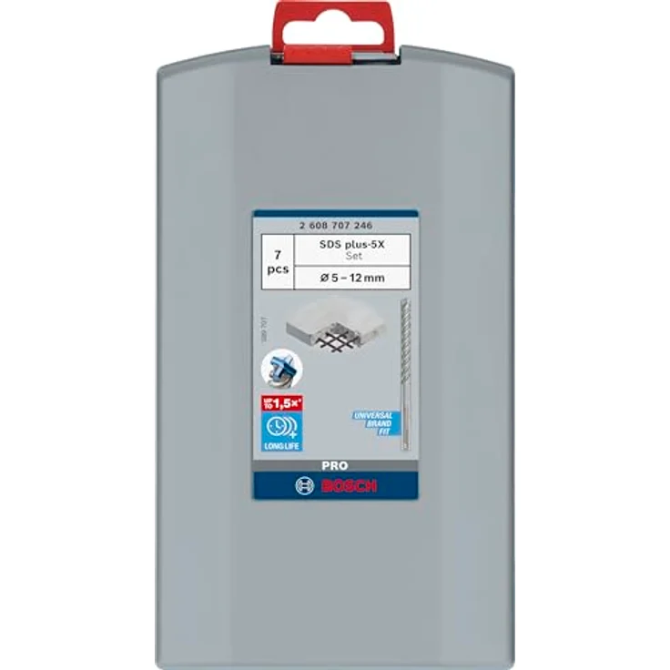 Bosch 7x PRO SDS plus-5X Hammerbohrer-Set, für Beton und Sandsteine, Ø 5-12 mm, langlebige Bohrer für Bohrhammer – Bild 2
