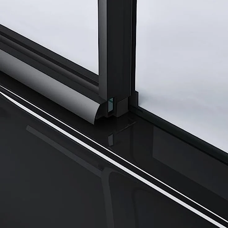 Mai & Mai Eckdusche Duschkabine Softclose Schiebetür H:195cm ESG NANO Rav19, BxT: 100x70 cm, Schwarz – Bild 6