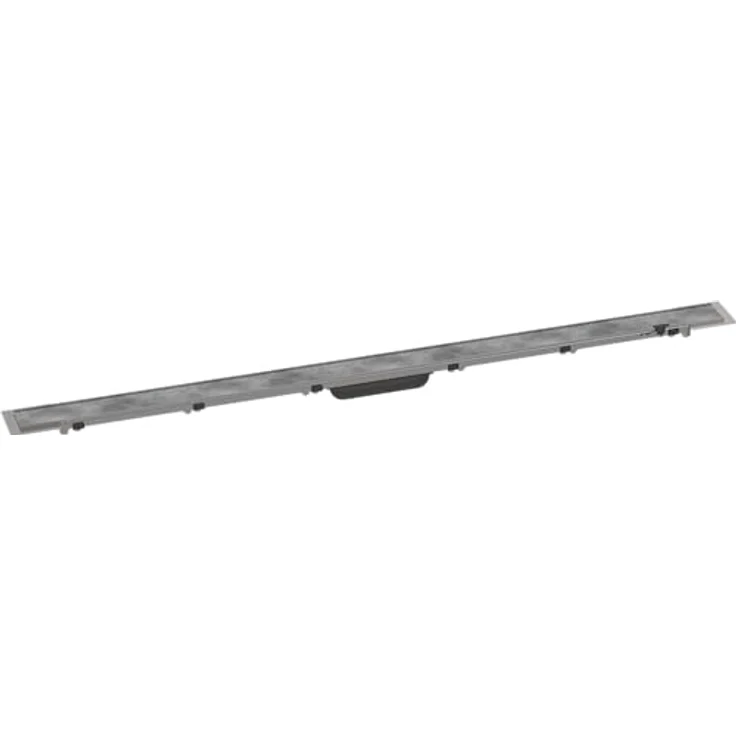 hansgrohe Fertigset Duschrinne RainDrain Rock, befliesbare Abflussrinne 1200mm, Edelstahl, kürzbar, leistungsfähige Entwässerung bis 60 l/min – Bild 1