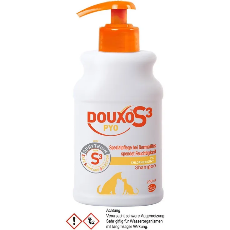 Ceva Tiergesundheit GmbH DOUXO® S3 Pyo Shampoo, Tiershampoo mit Chlorhexidin und Ophytrium, 200 ml
