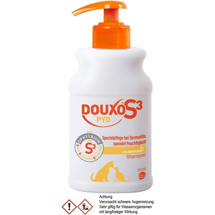Ceva Tiergesundheit GmbH DOUXO® S3 Pyo Shampoo, Tiershampoo mit Chlorhexidin und Ophytrium, 200 ml