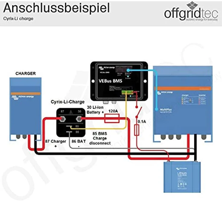 Victron Energy Cyrix-Li-Charge 24/48-120, intelligenter Batterieladegerät-Schutz mit 3 Sekunden Verzögerung und Zellüberspannungsschutz – Bild 2