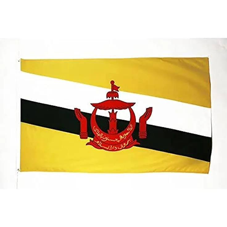 AZ FLAG Brunei Flagge 90x60 cm, Polyester 100D mit Messing-Ösen, Innen & Außen geeignet