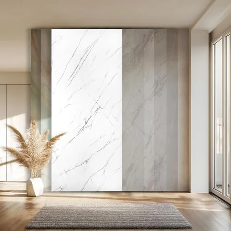 HEXIM Marmorplatten Optik 280x122 cm, SPC Kunststoff Paneel für Innen und Außen, Granit Steinoptik, 3,42 m², A-Serie, einfache Montage