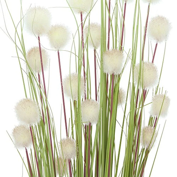 Dekoleidenschaft Kunstpflanze Dekobündel "Blütenkugel", 105 cm hoch, Kunstgras mit weißen Blüten Gras, Ziergras – Bild 2