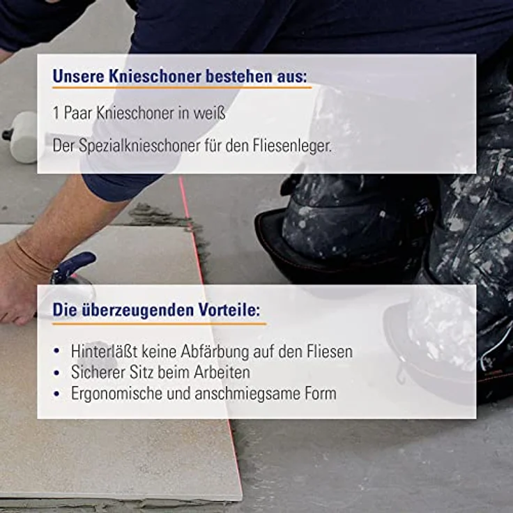 Karl Dahm Knieschoner, weiß, 1 Paar I Weiche und robuste Knieschützer zur Entlastung der Knie I Zertifiziert nach DIN EN 14404 I Ideal für Fliesenleger – 10211 – Bild 3
