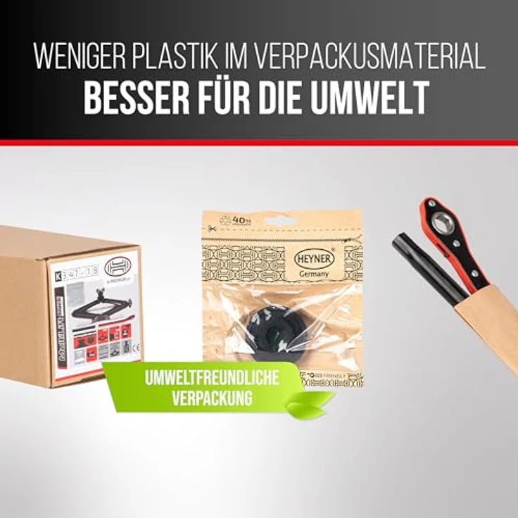 HEYNER® MultiLift M Black, Scherenwagenheber 1,5 t mit Ratsche, 360° drehbarer Gummiauflage, extra großem Standfuß, inkl. 17er Nuss und Tasche, TÜV GS-geprüft – Bild 9