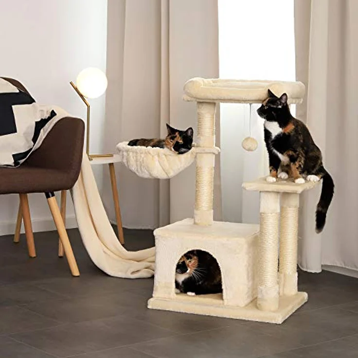 lionto Kratzbaum Kletterbaum Katzenkratzbaum Katzenbaum Höhe 85 cm, beige – Bild 3