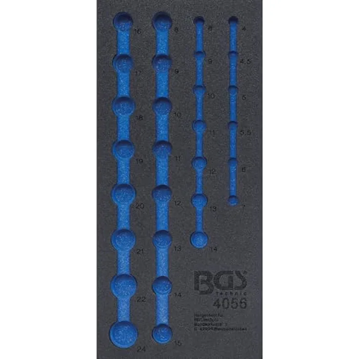 BGS TECHNIC Werkstattwageneinlage 1/3 leer für Art. 4056, Hartschaum, 32 mm hoch, 189 mm breit, 408 mm lang