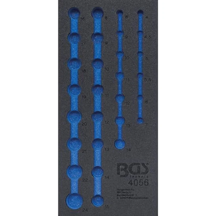 BGS TECHNIC Werkstattwageneinlage 1/3 leer für Art. 4056, Hartschaum, 32 mm hoch, 189 mm breit, 408 mm lang – Bild 1