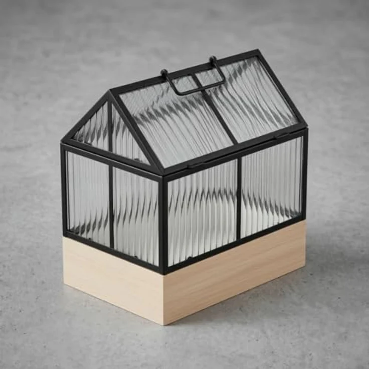 EDAXO Mini-Gewächshaus KALA, Metallrahmen mit Glas, 30 x 26 x 18 cm, ideal für Kräuter und Sukkulenten – Bild 3