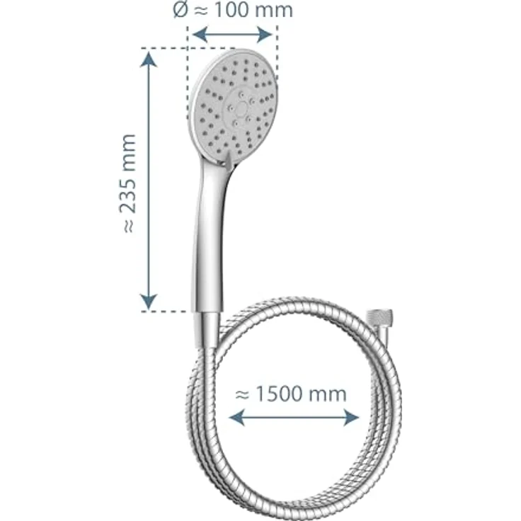 Schütte Handbrause NAPOLI, (Set), mit Schlauch, 3 Strahlarten, Wassersparfunktion, Chrom – Bild 5