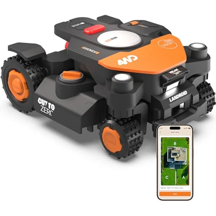 Worx Mähroboter 'Landroid Vision Cloud 4WD WR344', Allrad-Antrieb, bis 4000 m², präzise RTK Cloud Positionierung, App-Steuerung, Schnitt-Höhenverstellung – Bild 1