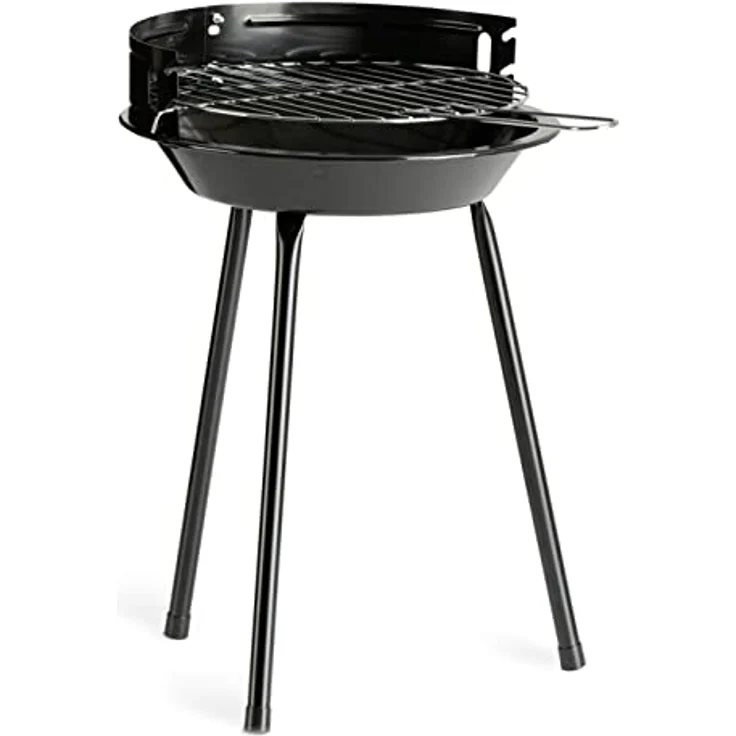 Landmann Holzkohle-Rundgrill | Mobiler Holzkohlegrill | Ideal für 2 bis 3 Personen geeignet | Ø 27 cm | Windschutz | 3 stabile Beine | Schwarz – Bild 1