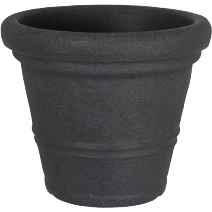 Geli Pflanztopf Milano Ø 40 x 32 cm, runder Pflanztopf aus anthrazitfarbenem Kunststoff für Innen- und Außenbereich – Bild 3