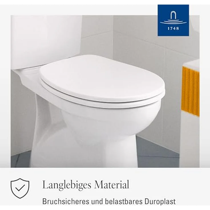 Villeroy & Boch Omnia classic WC-Sitz, Duroplast, Weiß, mit Edelstahl-Scharniere – Bild 5