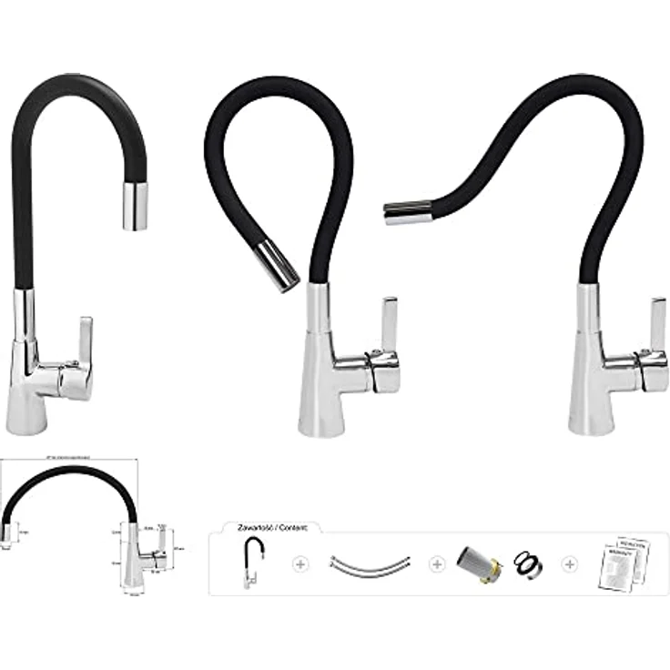 TRIZERATOP Küchenarmatur Flexible, schwarz, Einhebelmischer mit flexiblem Auslauf und ergonomischem Griff, 5 Jahre Garantie – Bild 1