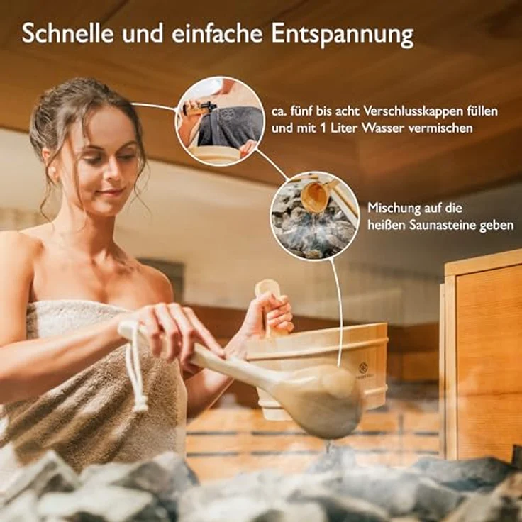 Liebenstein Sauna-Aufgussset, 3-teiliges Komplettset mit Saunaeimer (4L), anthrazit Saunahandtuch (70x200cm) und Aufguss (Orange/Zitrone/Ingwer) – Bild 2