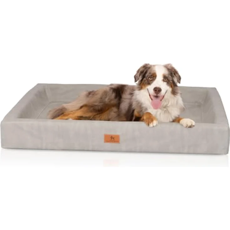 Knuffelwuff orthopädisches Hundebett Austin aus Kunstleder XXXL 155 x 125cm Grau, formstabil & gelenkschonend – Bild 1