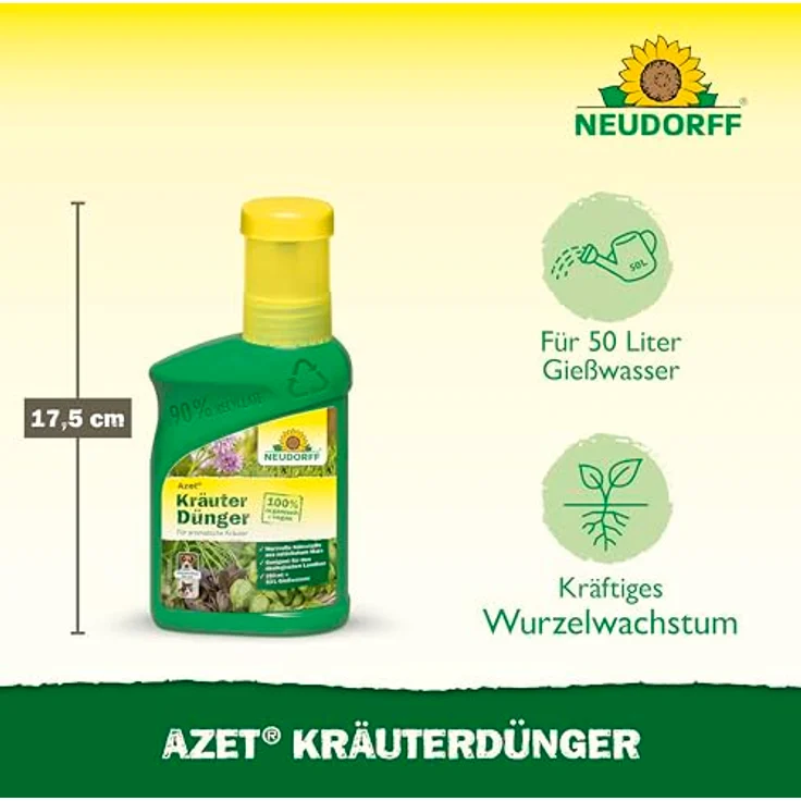 Neudorff Azet Kräuterdünger Bio, 250ml für 50L Gießwasser, 100 % organisch und vegan, mit Dosierbecher für schnelles Wachstum aromatischer Kräuter – Bild 3
