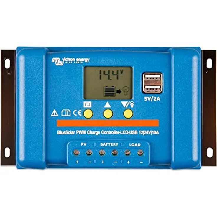Victron BlueSolar PWM-LCD&USB, 12/24V 30A Laderegler mit Programmierbarem Lade-Algorithmus und Überlastungsschutz
