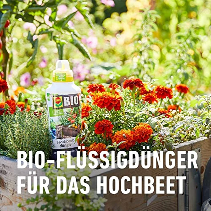 COMPO BIO Hochbeetdünger, Flüssig-Dünger für Obst- und Gemüsepflanzen, 100% natürliche und vegane Inhaltsstoffe, 1 L – Bild 3