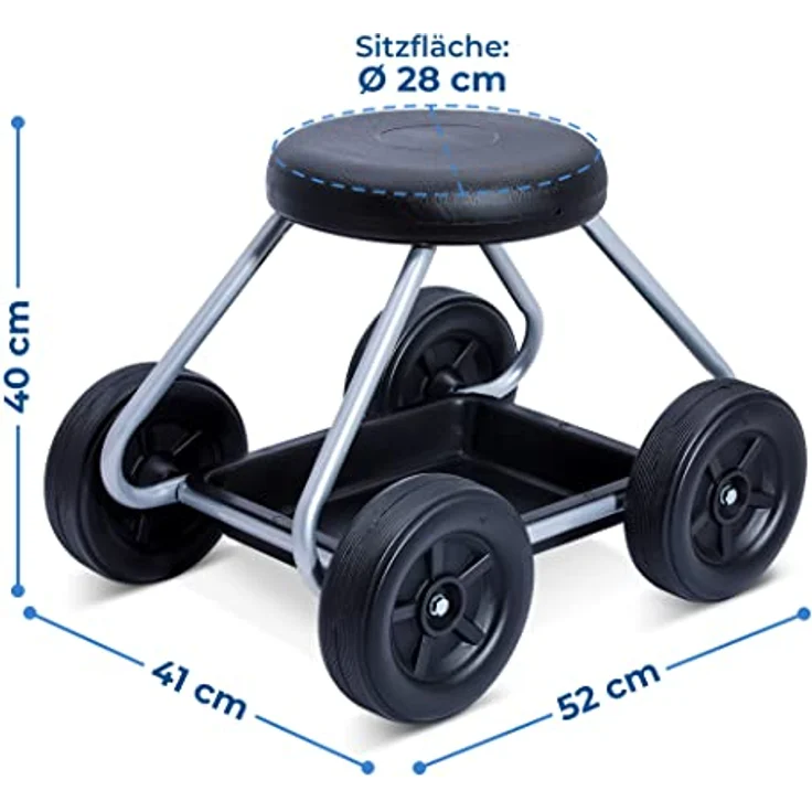 Maximex Rollsitz Secura - für Haushalt und Garten, Metall, 52 x 40 x 41 cm, Silber – Bild 3