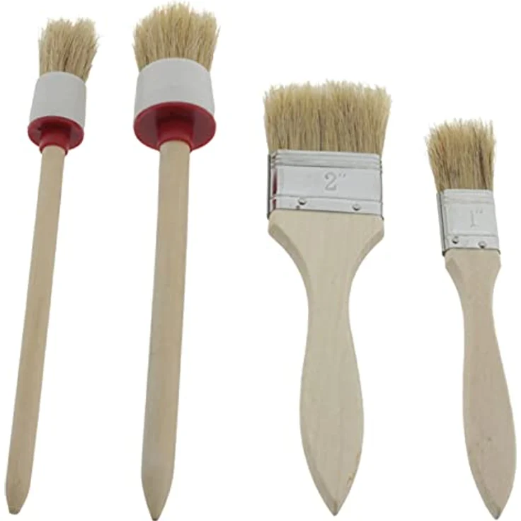 der kleine Handwerker Pinsel Set 4 TLG Rundpinsel und Flachpinsel für Farben und Lacke mit Synthetik Borsten und Holzgriff – Bild 2