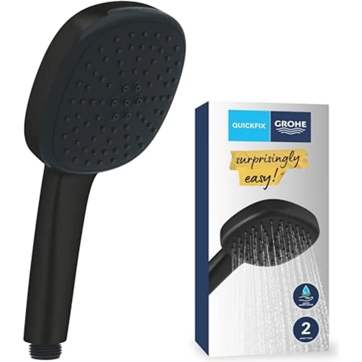 Grohe Vitalio Comfort 110, Duschbrause Schwarz matt mit 2 Strahlarten und Quickfix Installation – Bild 1