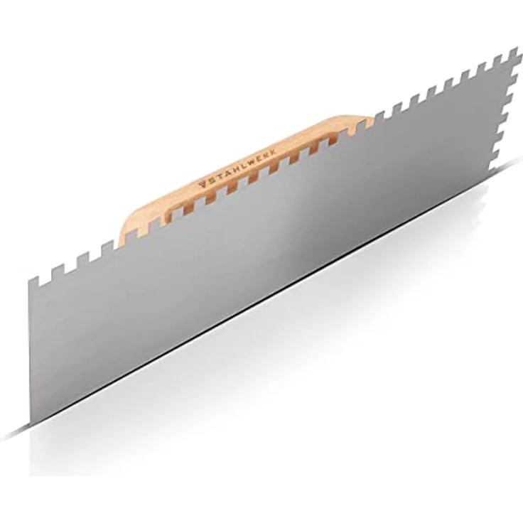 STAHLWERK Zweihand-Glättekelle 140 x 500 mm, Rechteckverzahnt aus Carbon-Stahl, Ergonomischer Holzgriff – Bild 7
