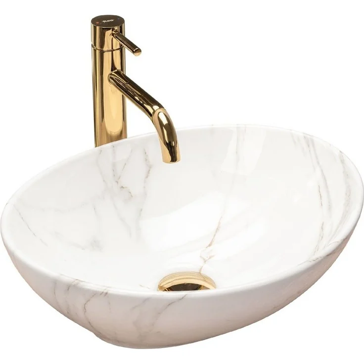 wohnwerk.idee Aufsatzwaschbecken Sofia Aiax Marmor Optik 41x34,5cm - Einzigartiges Muster in Naturstein-Imitation, Marke: wohnwerk.idee – Bild 1