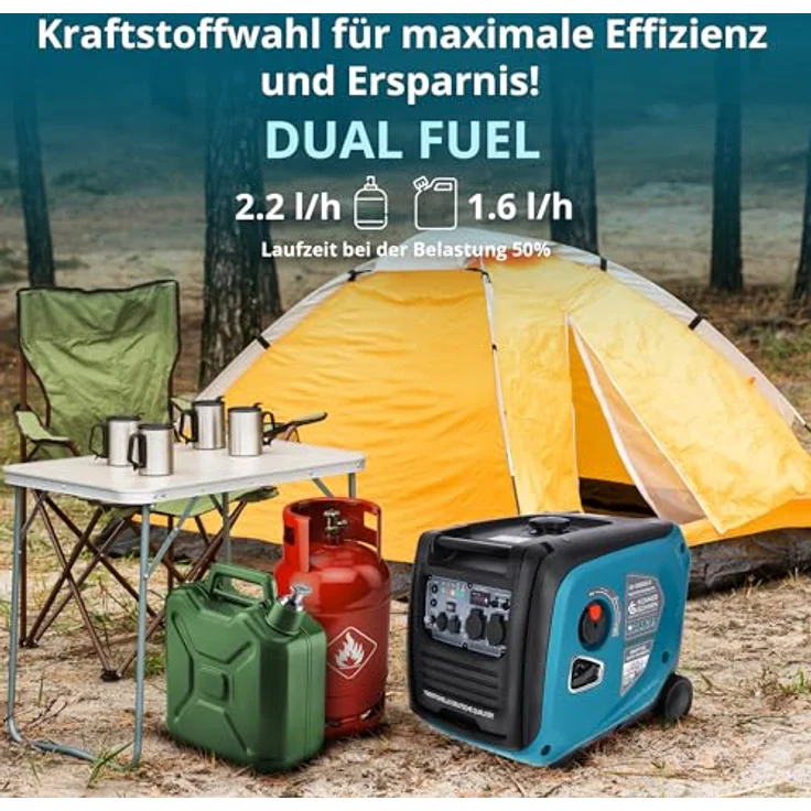 Könner&Söhnen KS 4000iEGS Gas Benzin Stromaggregat 4000 Watt, Notstrom - Blau – Bild 5