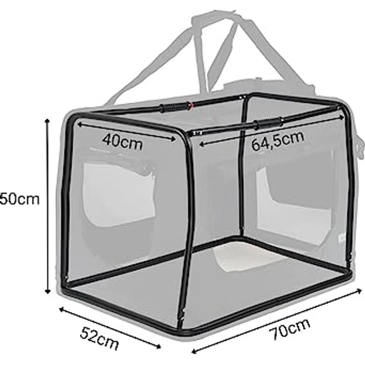 lionto Hundetransportbox Hundetasche Hundebox faltbare Kleintiertasche, (L) 70x52x50 cm schwarz – Bild 5
