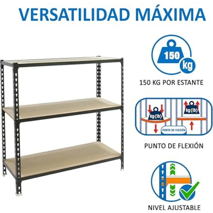 Simonrack Simonclick Maderclick Mini, Metallregal steckbar, Anthrazitgrau, 90 x 80 x 40 cm, 3 Böden, Traglast 150 kg pro Boden – Bild 4