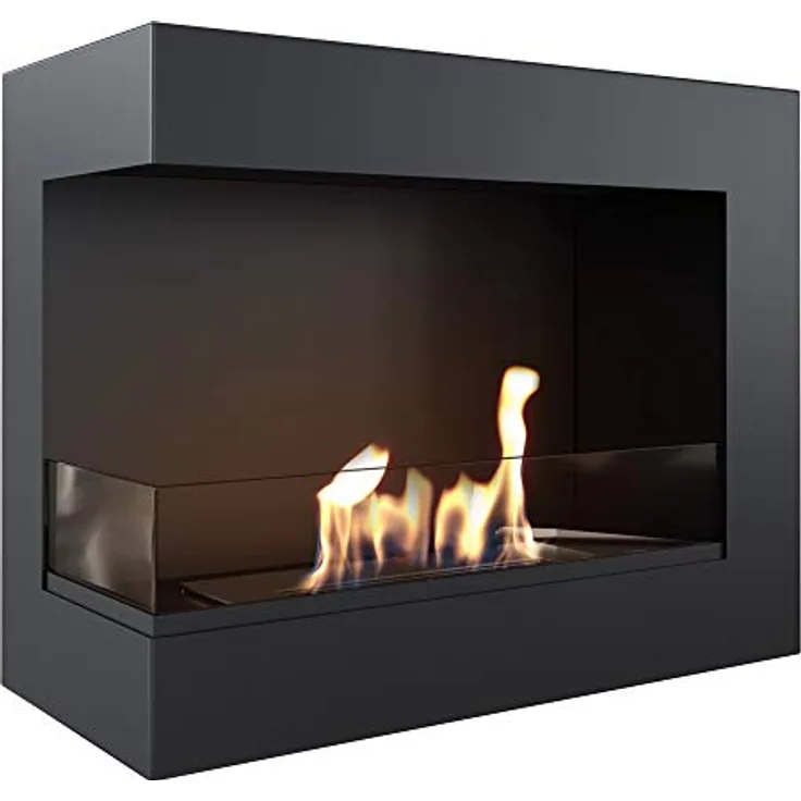 KRATKI Eckkamin Delta | Biokamin 600 x 280 mm | Wandkamin mit Verglasung 4 mm | Ideal für offene und Moderne Innenräume | TÜV - Rheinland geprüft | Offen nach Links - Preisvergleich