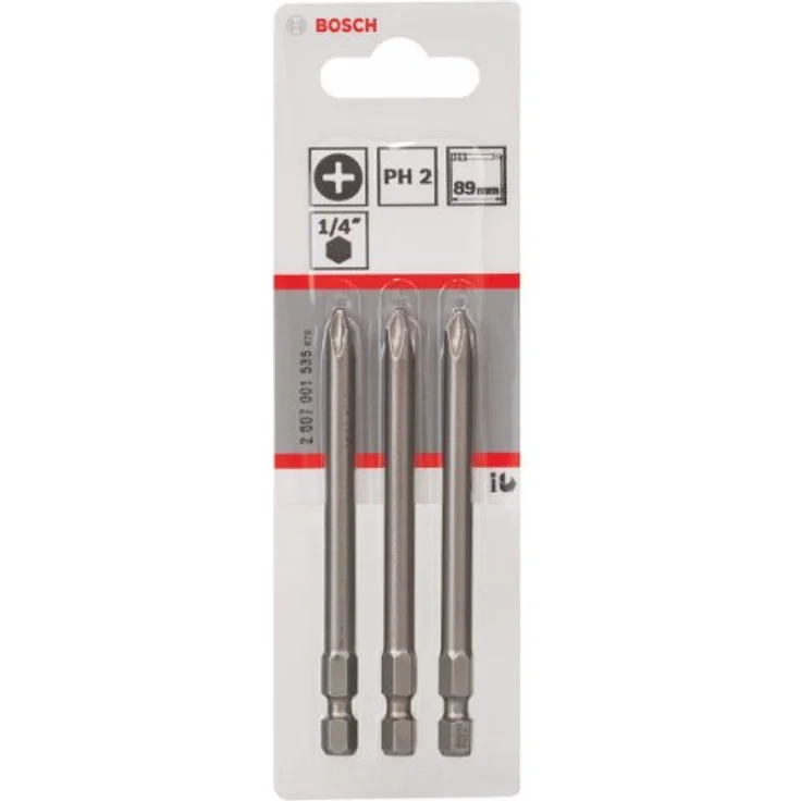 Bosch Professional Bit Extra-Hart für Phillips-Kreuzschlitzschrauben (PH2, Länge: 89 mm, 3 Stück) – Bild 3