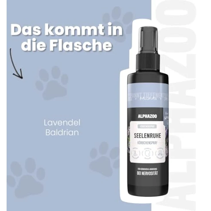 ALPHAZOO Seelenruhe Körbchenspray für Hunde, 250 ml, Natürliches Anti-Stress Beruhigungsmittel mit Baldrian – Bild 3